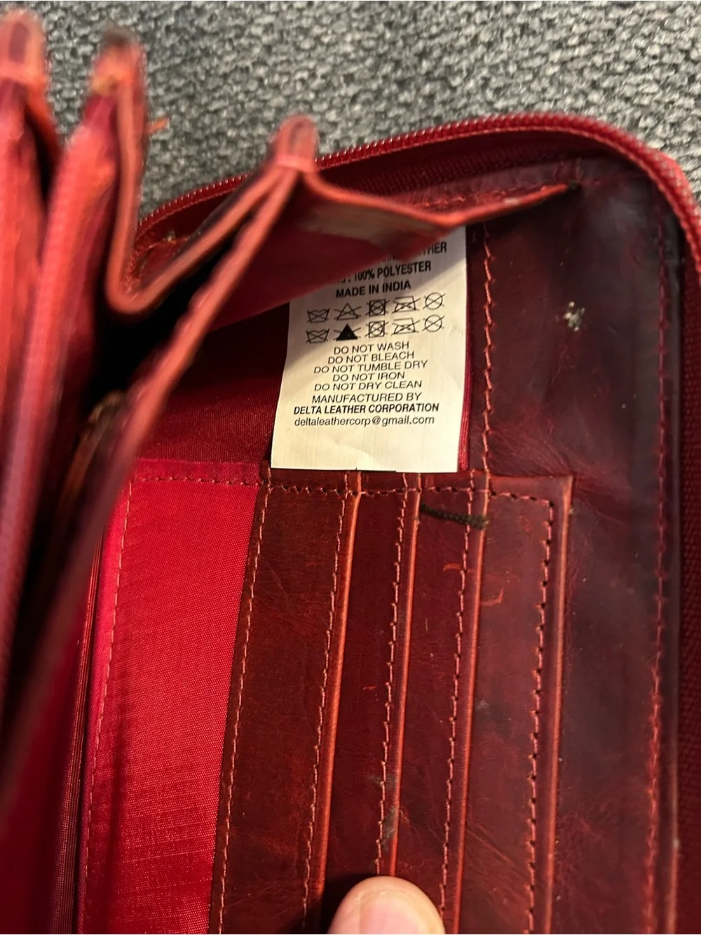 Valenchi Leather Red Embossed Floral Zip Wallet